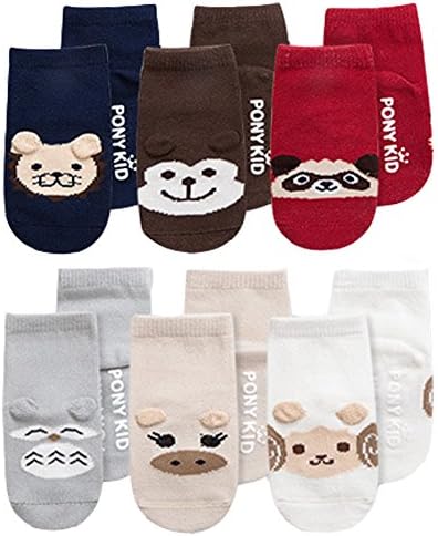 Toddler Baby Anti-Slip Cute Cartoon Animal Cotton Socks,6 Pairs,Ages 0-4 Years Socks,with a Cute Gift