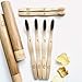LEAFICO Bamboo Toothbrush with Travel Case - Dental Floss - Tongue Scraper - Premium Eco-Friendly Toothbrushes - Charcoal Infused Soft Bristles for Natural Whitening - BPA Free - Vegan Zero Waste Gift