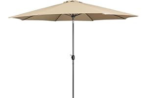 Yaheetech 11FT Patio Umbrella Outdoor Market Table Umbrella with Push Button Tilt & Crank for Garden/Lawn/Deck/Backyard/Pool/Beach, 8 Ribs, Tan