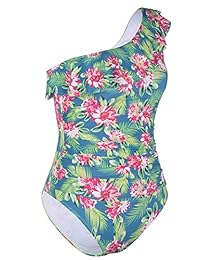 Hilor Trajes de baño de una sola pieza para dama con un hombro y volantes asimétricos, monokinis, 12