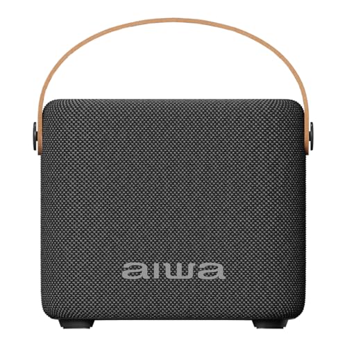 Aiwa Bocina Portátil AWS70BTB Bluetooth 5.3 con 14W, luz LED de Atardecer, batería 2000 mAh, IPX4 Resistente a Salpicaduras, Entrada USB y AUX, diseño Compacto Color Negro