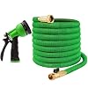 Ovareo Garden Hose, Flexible and Expandable Garden Hoses, Heavy Duty Triple Latex Core with 3/4″ Solid Brass Fittings, 8 Function Hose Spray Nozzle, Easy Storage Kink Free Water Hose (50 FT, Green)