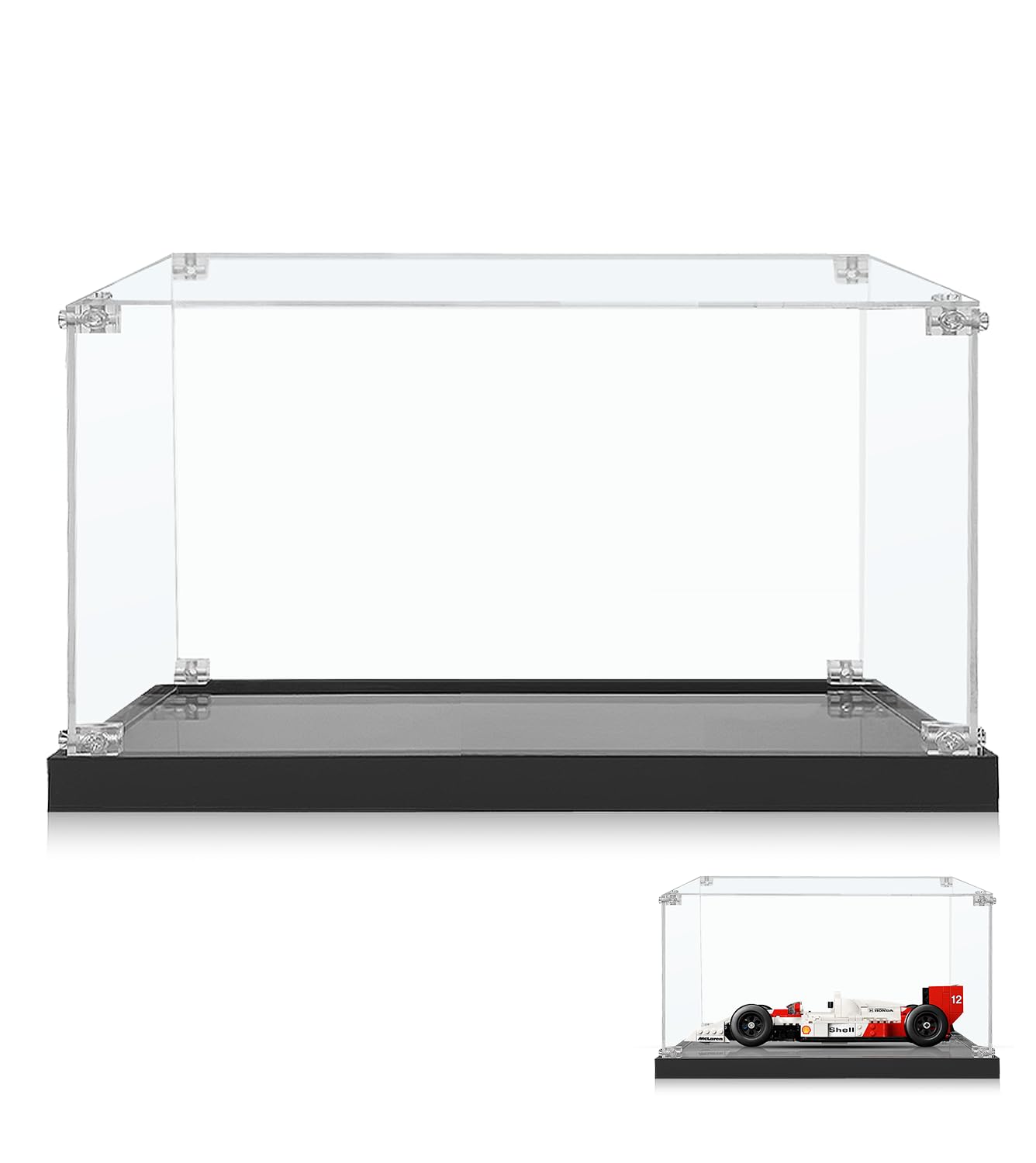 icuanuty Acrylic Display Case Compatible with Lego Icons McLaren F1 MP4/4 & Ayrton Senna 10330 Display, Dust-Proof Storage and Organisation Case Box, Size: 38 x 20 x 20 cm(No Model)