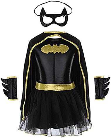 Batgirl Tutu Dress Child Halloween Costume Superhero Dress for kids Set of 4PCS (Toddler)