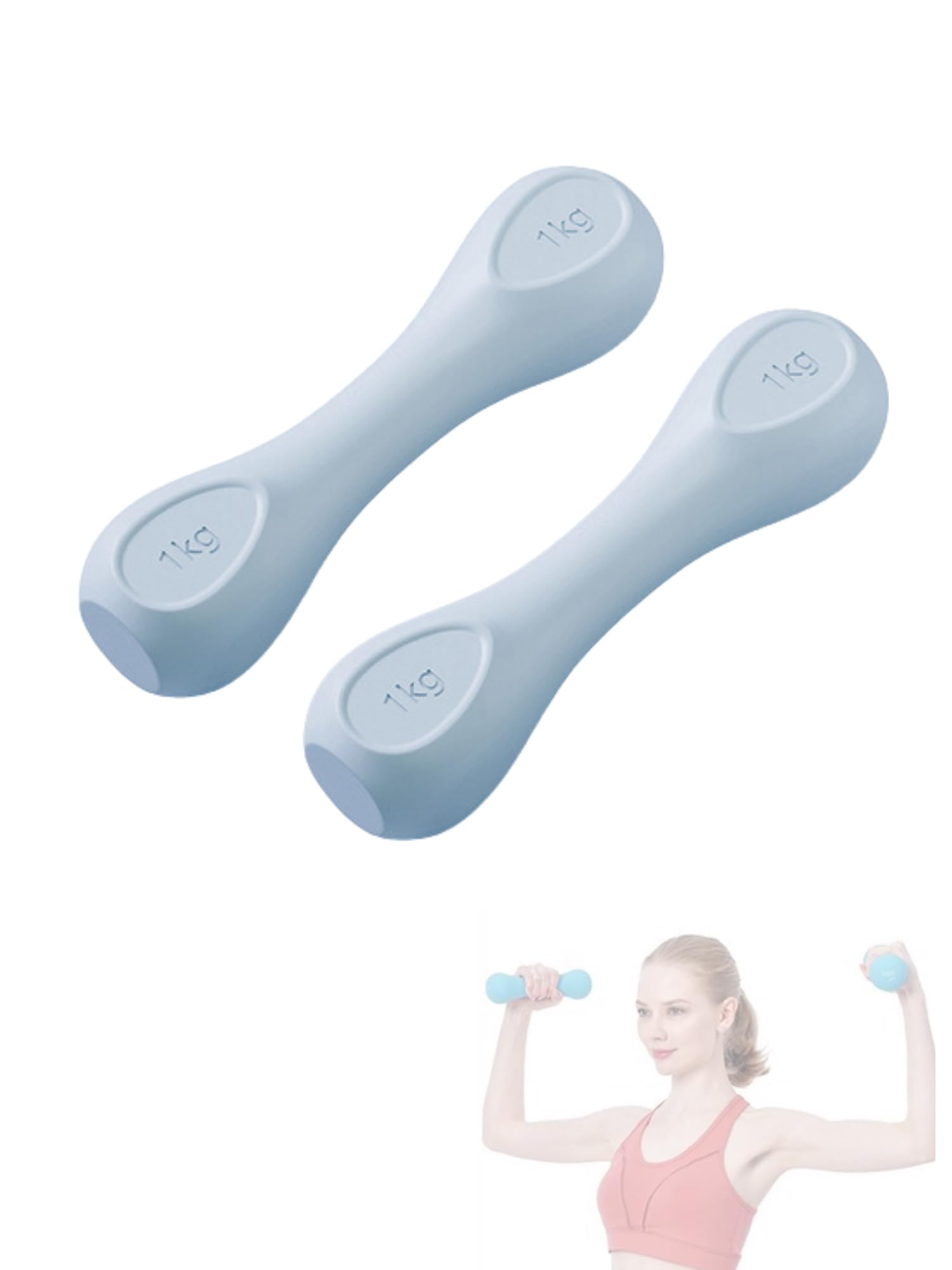 MAGIC SELECT Set 2 Dumbbells 1 Kg. Lightweight Vinyl Weights for Gym. Non-Slip Dumbbells for Strength Training and Home Gym. Ergonomic Weights for Fitness.