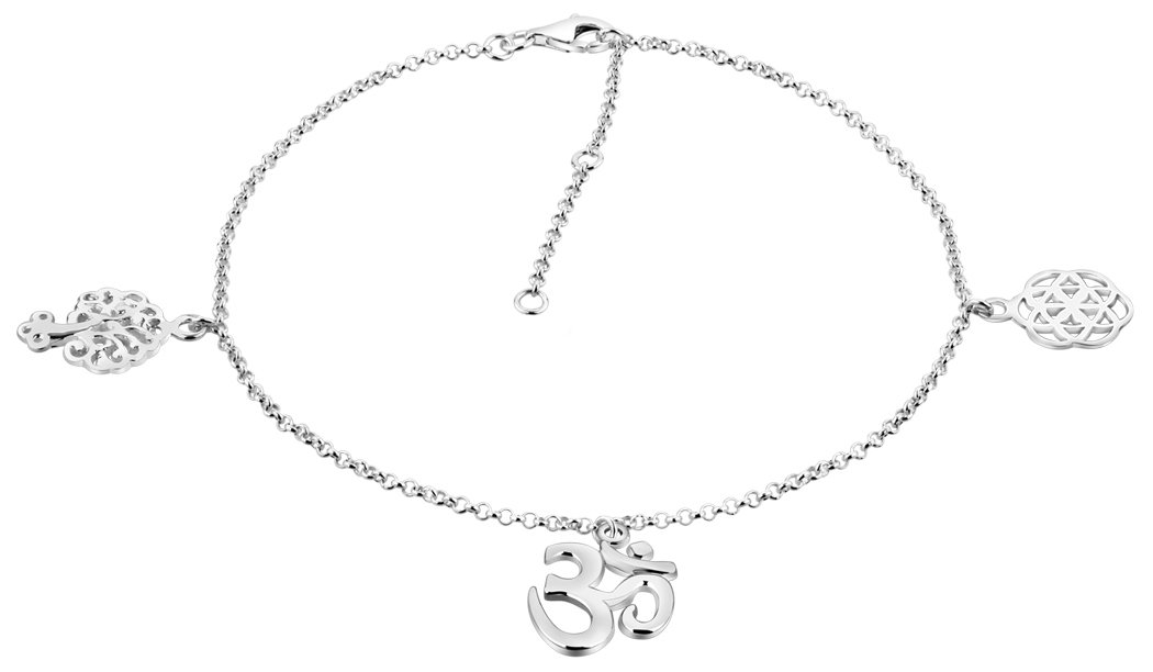 Nenalina Anklet | 3 Pendants 925 Sterling Silver – length adjustable 23-27 cm -381012-000
