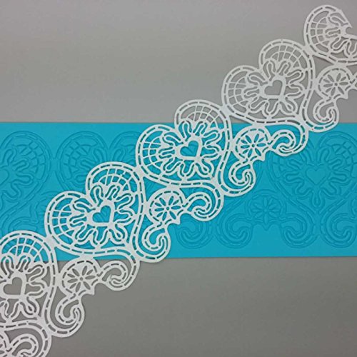 Anyana 15.5" sugar edible hearts lace cake silicone Embossing Mat Texture fondant impression lace mat decorating mold gum paste cupcake topper tool icing candy imprint baking moulds sugarcraft