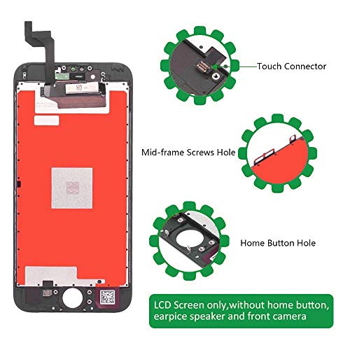 Screen Replacement for iPhone 6s Black LCD Display Touch Screen Digitizer Replacement Full Assembly with Repair Tool Kit (iPhone 6s, Black)