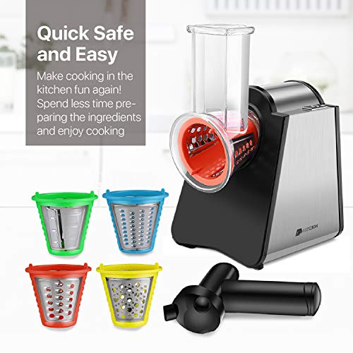 Flexzion Electric Mandoline Cheese Vegetable Slicer Chopper Shredder Grater, Salad Maker Potato