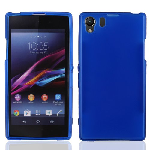LF TPU Gel Case Cover, Lf Stylus Pen & Droid Wiper Bundle Accessory for Verizon Sony Experia Z1 (Blue)