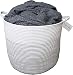 Cotton Rope Basket (White) - Blanket Basket, Storage for Baby Toys, Pillows, Towels, Laundry, Nursery Hamper/Organizer - Large 17 inch x 15 inch Round Woven Baskets with Handles, Living Room Decor primary