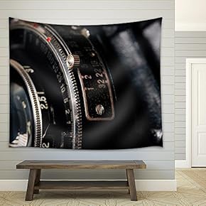 A Retro Camera Lens Close-Up - Fabric Wall Tapestry Home Decor - 51x60 inches