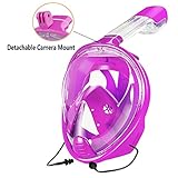 ZSPORT Snorkeling Mask, Easybreath Full Face Diving Mask GoPro Compatible,See More With Larger Viewing Area Than Traditional Masks with Anti-Fog and Anti-Leak Technology (Purple, S/M)