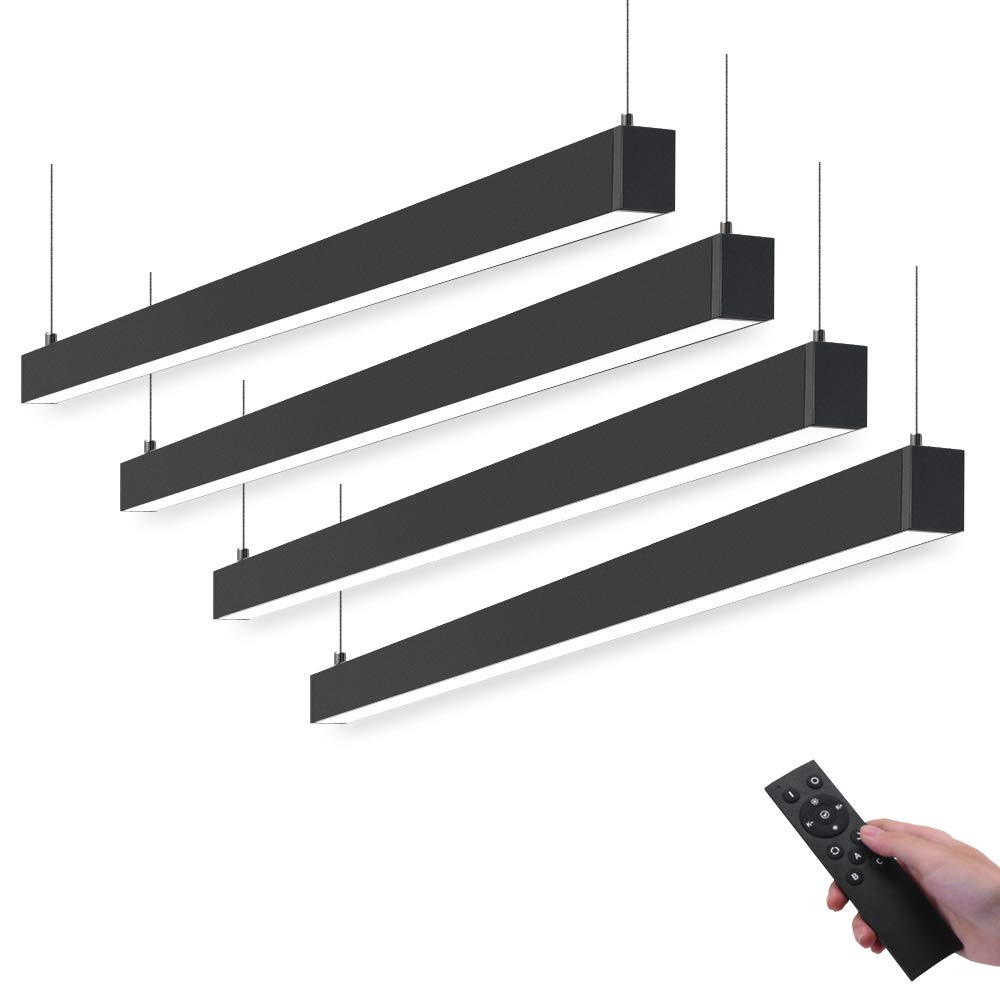 Barrina LED Linear Light with Remote Control, 45w 4ft, Linkable, Stepless Dimmable, Color Changing, 3000k 4000k 6000k, Suspended LED Shop Light Channel Light for Office Ceiling