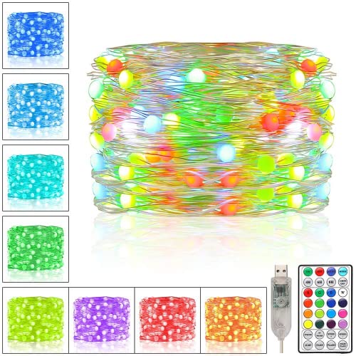 Ollny Fairy Lights Battery Operated for Bedroom, 10m 100 LEDs 7 Multi Colors Changing Indoor Outdoor Cooper Wire String Lights, Small Waterproof Battery Powered Christmas Lights for Jars, Wine, Tree