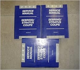 2002 Chrysler Sebring Dodge Stratus Coupe Service Shop Repair Manual Set Oem Chrysler Amazon Com Books