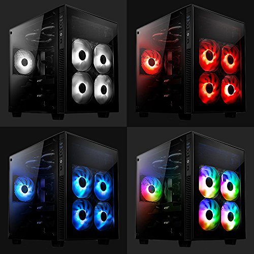 image for EZDIY-FAB Wireless 120mm LED RGB Fan for PC Case, CPU Cooler Fan, Wate