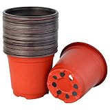 Yookat 100 Pcs 4 Inch Plastic Plants Nursery Pot/Pots Seedlings Flower Plant Container Seed Starting Pots Planter Transition Pot Round Lightweight Washable Gardening Supplies
