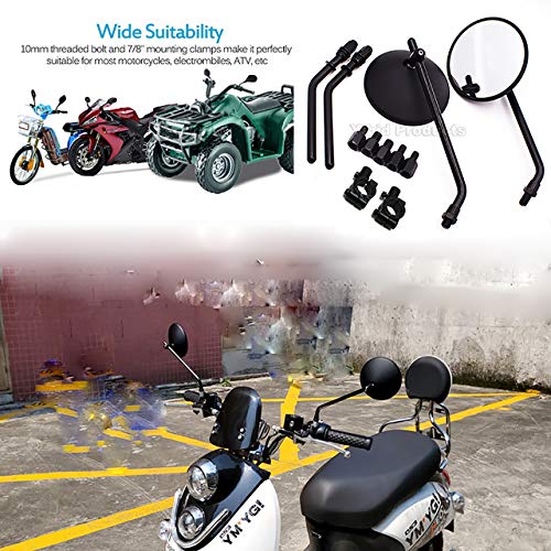 Yibid Universal 4" Round Motorcycle Rearview Side Mirrors Matte Black Classic Retro Mirrors Multi-fit for Harley Cruiser Chopper Cafe Racer Sportster Bobber Touring Dyna Honda Kawasaki Suzuki Yamaha - Thumbnail 6