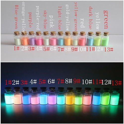 Hot 10G In the dark Glow powder DIY Paint Luminous Pigment Graffiti Makeup Party ,Color 8#glod-yellow, set25