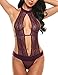 Avidlove Women Sexy Lingerie Lace Halter One Piece Teddy Babydoll Bodysuit Purple L