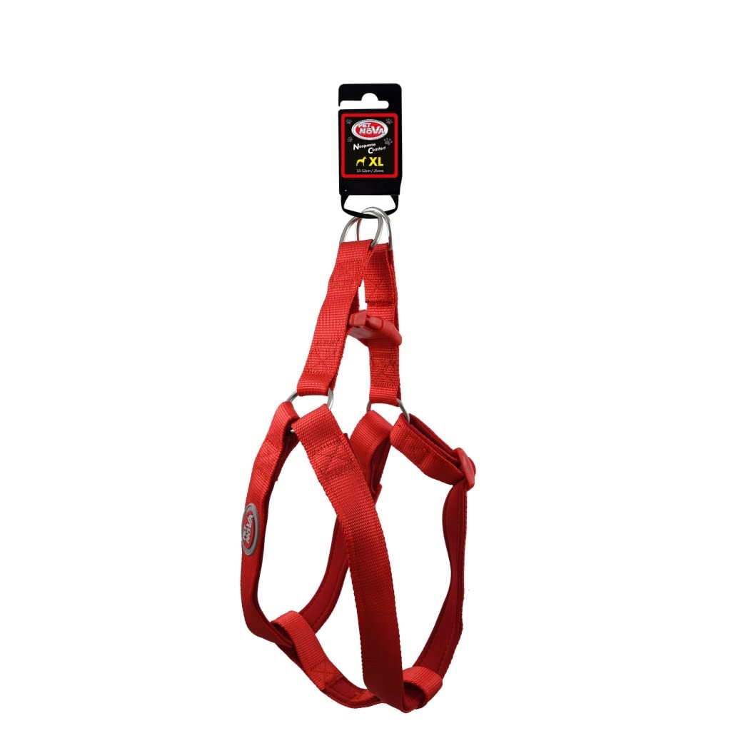 Pet Nova Adjustable nylon suspenders with neoprene lining NEOPRENE COMFORT size XL - 2,5cm (47-68cm), red, HA-NEO-RED-XL