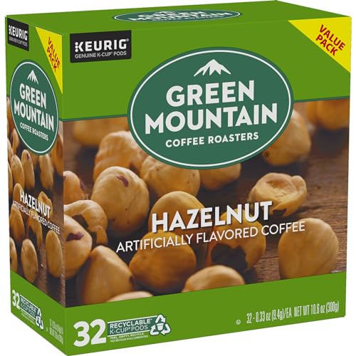GREEN MOUNTAIN COFFEE ROASTERS HAZELNUT KEURIG SINGLE-SERVE K-CUP PODS, LIGHT ROAST COFFEE, 32 COUNT