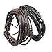 COOLLA 2-Pack Leather Black & Brown Bracelets - Fashion Adjustable Leather Wristband and Rope Cuff Bracelet - Great for Men, Women, Teens, Boys, Girls Sl1