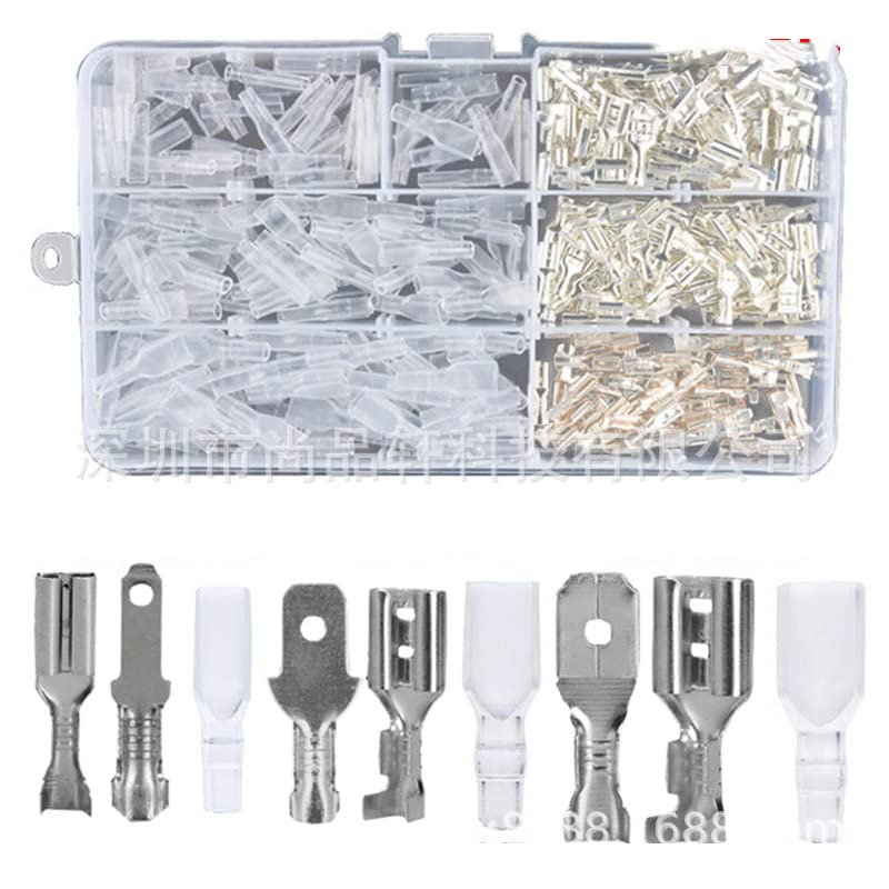 315pcs 2.8/4.8/6.3mm Car Motorcycle Brass Assortment Male Female Spade Crimp Terminals Electrical Wire Connectors Silver