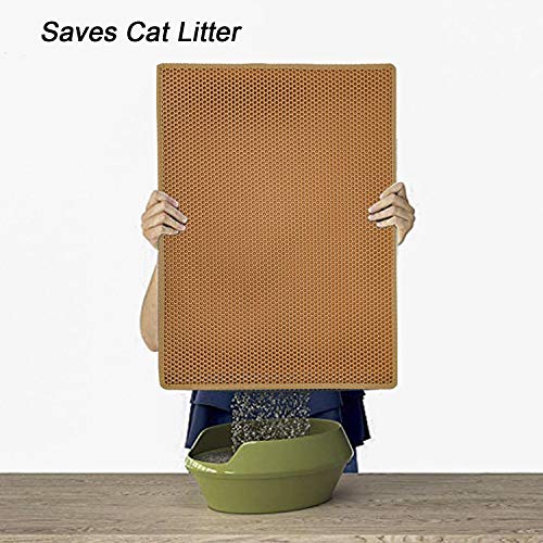 Pieviev Cat Litter Mat Double Layer Waterproof Urine Proof Trapping Mat 1 Pack (30''X24'', Brown