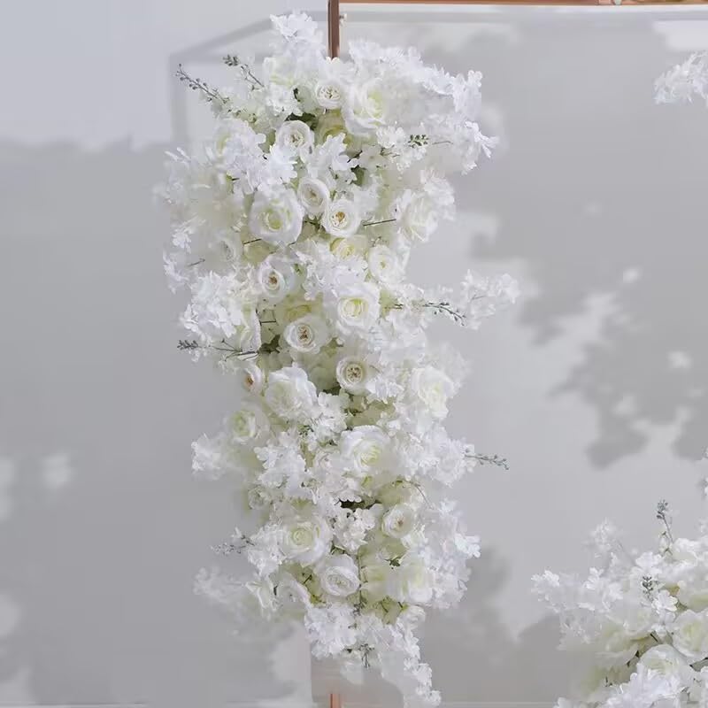 Photo 1 of Artificial Cherry Blossom Rose Wedding Arch Flowers, Wedding Welcome Signs Floral Greenery Arrangements, Fake Flower Garland Green Leaves Rose for Home Decor Ceremony Backdrop Decor (Main flower)