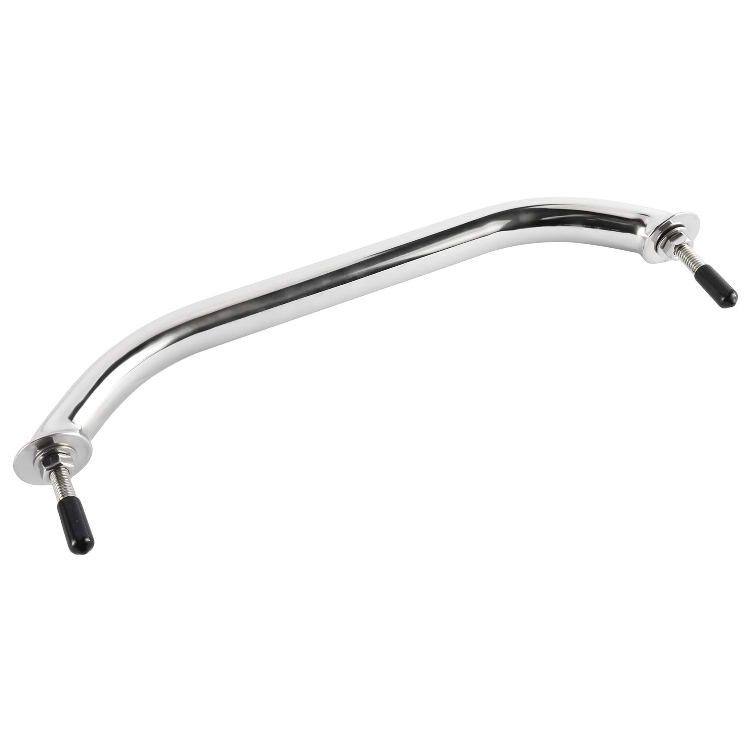 FreeTec Polished Stainless Heavy Duty Oval Boat Marine Grab Handle Hand Rail with Flange & Stud