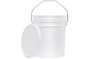 WHOLESALEHOME 5-Gallon White Bucket Pail Container with Lid | Food Grade | Heavy-Duty 90MIL Extra Durable | Metal Handles with Plastic Grip for Easy Carrying | Multi-Use | Easy Stack and Store | BPA Free - 1 Pack