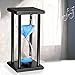 BOJIN 10 Minute Hourglass Blue Sand Timer Wooden Black Stand Hourglass Clock for Office Kitchen Decor Home - Blue Sand
