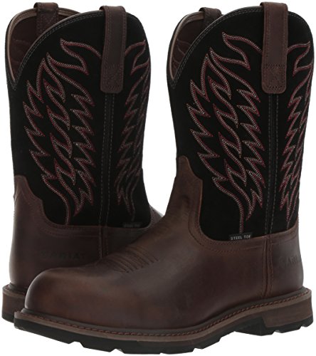 Ariat Work Men's Groundbreaker Pull-On Steel Toe Work Boot, Brown/Black, 10.5 2E US