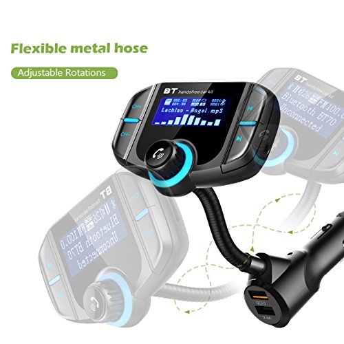 KeeKit Bluetooth FM Transmitter, Wireless In-Car FM Transmitter Radio Adapter Car Kit with 1.7in Display, QC3.0 + 5V/2.4A Dual USB, Hands-Free Calling for iPhone, All Smartphones & Audio Players - Thumbnail 5