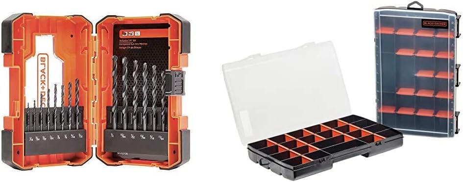 beyond by BLACK+DECKER Drill Bit Set, 14-Piece with Tool Organizer, 22-Compartment, 2-Pack (BDA14BODDAEV & BDST60714AEV)