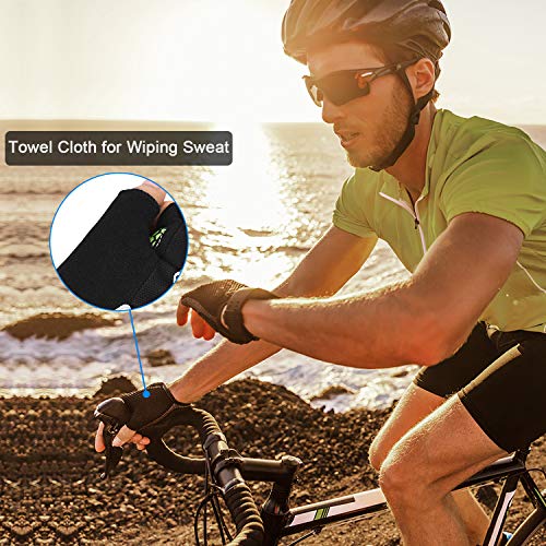 Cevapro Cycle Gloves Mountain Road Bike Gloves Half Finger Bicycle Gloves with Anti Slip Shock-Absorbing Gel Pad Cycling Riding Biking Gloves MTB DH Road Bicycling Gloves for Men Women (Green, S) - Thumbnail 4