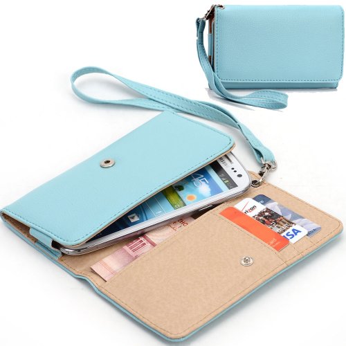 EXXISTÂ® Classic Design Faux Leather Wallet / Clutch for Motorola DROID ULTRA XT1080 Motorola Obake (Color: Baby Blue) -ESMXWLB1