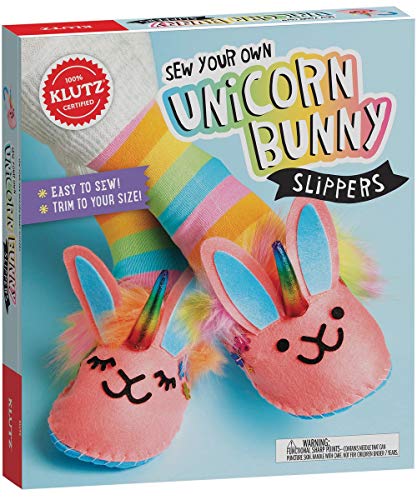 Klutz Sew Your Own Unicorn Bunny Slippers Craft Kit, 5 Years Narrow Little Kid