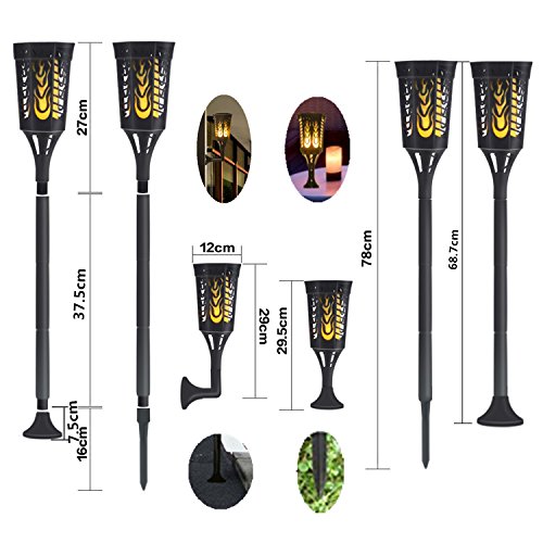 Solar Light Waterproof Flickering Flames Torches Lights 96 LED Flame Lights Flickering Torches for Outdoor security torch light Decoration for Patio Driveway Garden Landscape Path Lighting 2 PACKING