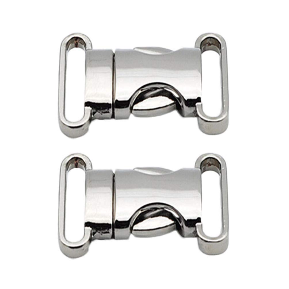 HEALLILY 2pcs Metal Side Release Buckles Adjustable Quick Release Clips DIY Craft Accessories for Paracord Backpack Fanny Pack Dog Collars 20mm (Silver)