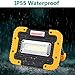 SUNZONE Portable LED COB Work Light,Outdoor Waterproof Flood Lights, for Camping,Hiking,Car Repairing,Workshop,Construction Site,Builtin Rechargeable Battery Power Bank and SOS Emergency Mode(Yellow)