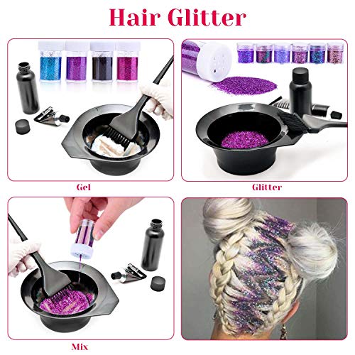 image for Anezus 24Pcs Chunky Glitter and Fine Glitter, Total 310g Craft Glitter