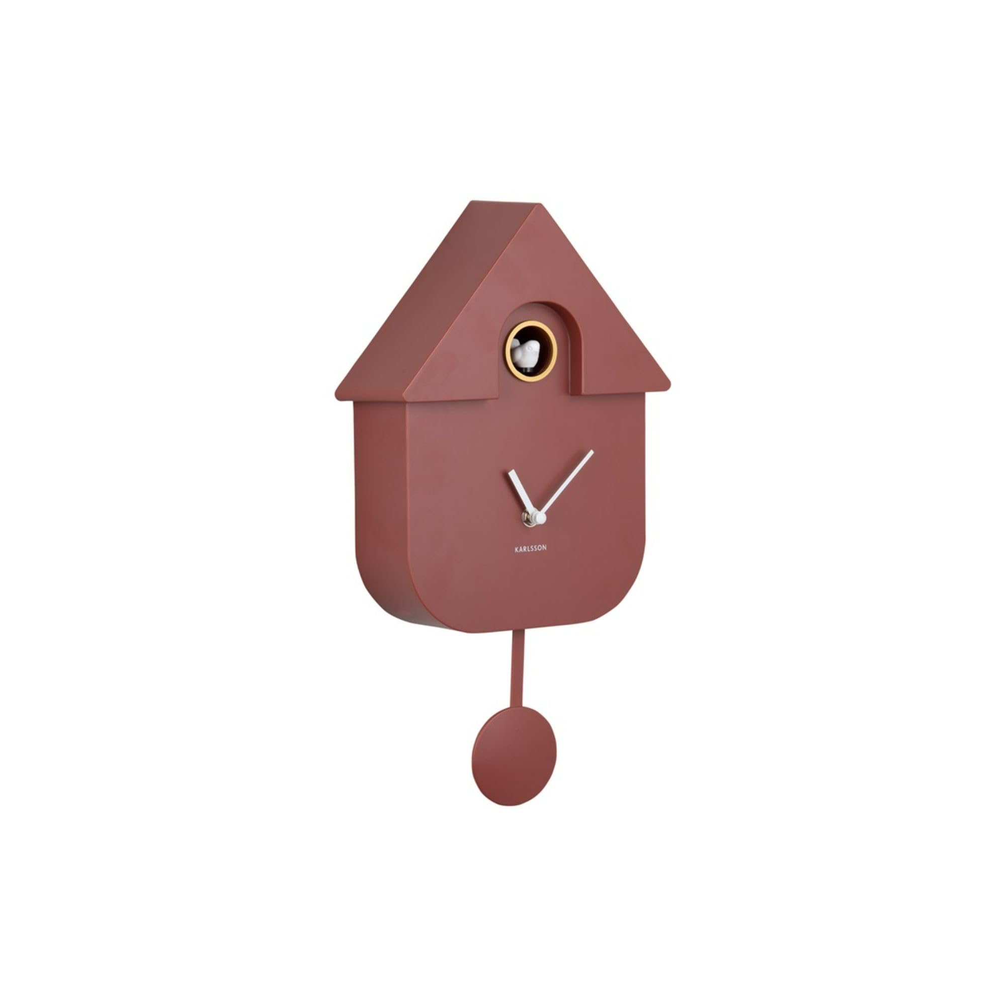 Present Time Modern Cuckoo Clock, Ochre Red, One Size