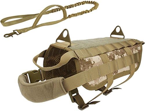 Myheartgoon Tactical Dog Vest Training Molle Harness(Desert digital, XL)