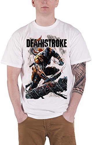 Deathstroke T Shirt Swords Pose Official Dc Comics Mens White