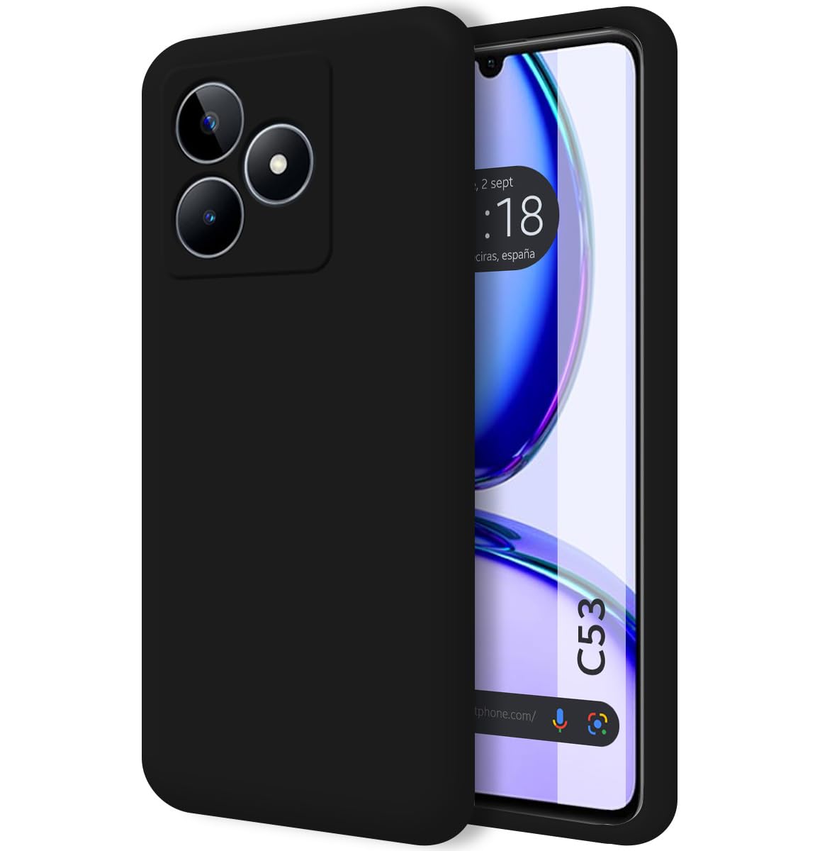 Tumundosmartphone Ultra Soft Liquid Silicone Case for Realme C53 Black