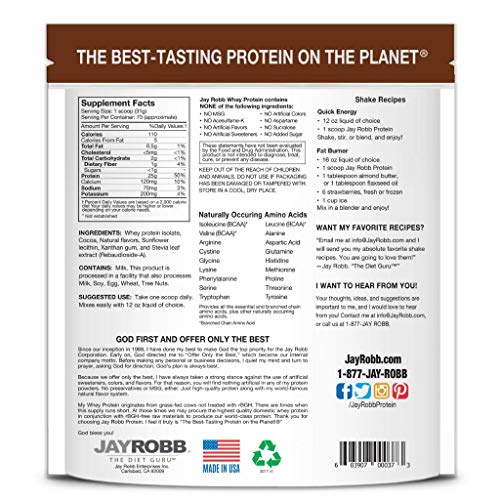 Jay Robb Whey Isolate Protein Powder, Low Carb, Keto, Vegetarian