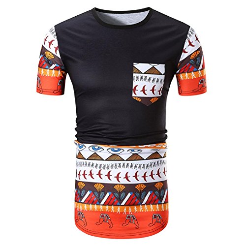 SPE969 Amazing Short Sleeve T-Shirt Top Blouse Men Summer Casual African Print O Neck Pullover